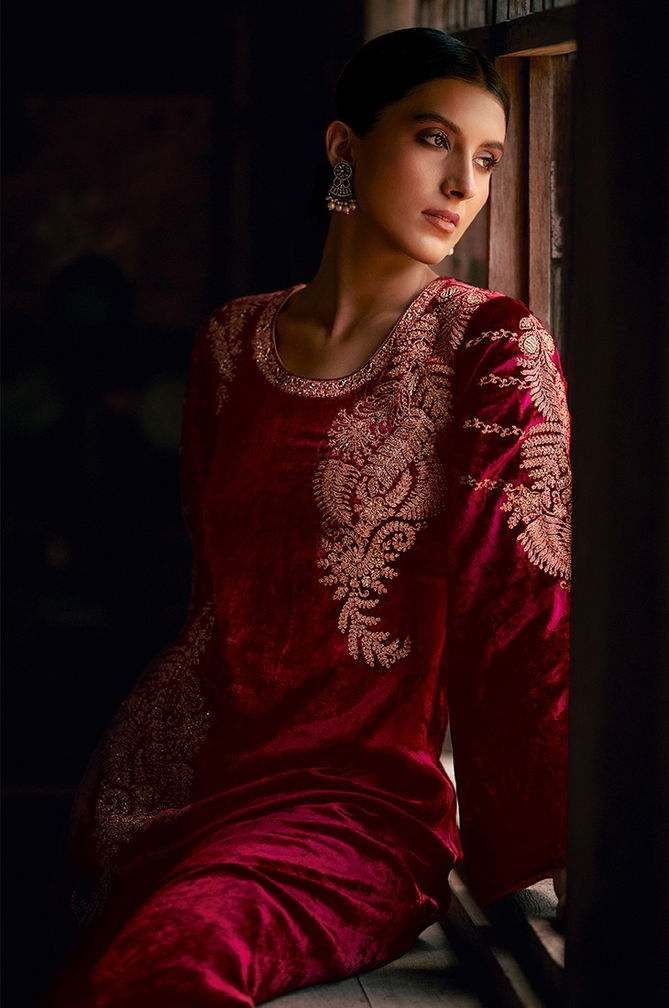 Elie By Aiqa Pure Velvet Top Bottom With Dupatta Dress Material Catalog